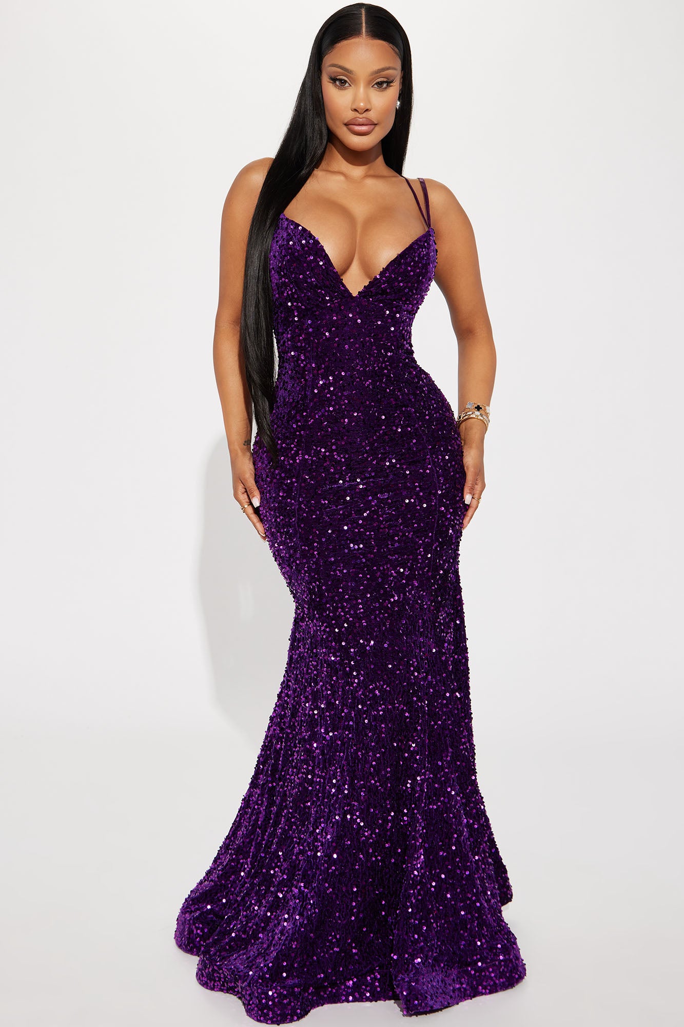 Purple and black sequin dress sale