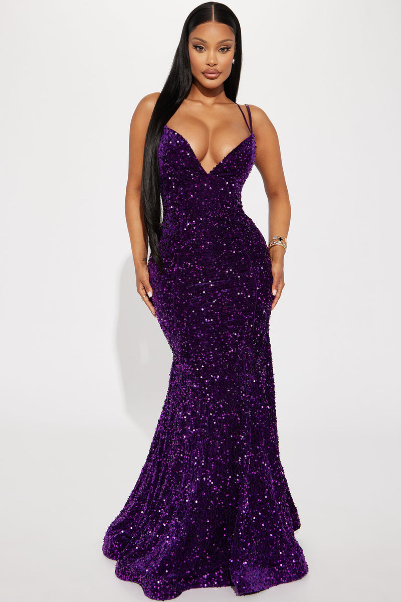Royal And Fabulous Sequin Gown - Purple | Fashion Nova, Dresses ...