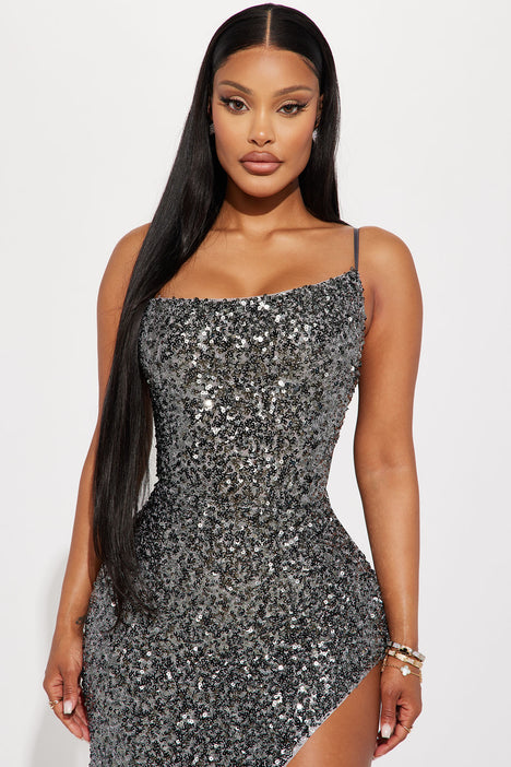 Gunmetal sequin dress discount