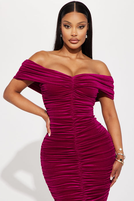 Karissa Velvet Maxi Dress Fuchsia Fashion Nova Dresses