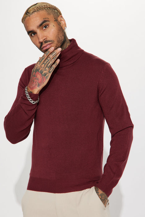 Maroon turtleneck sweater mens cheap
