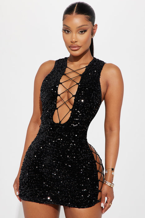 Sabrina lace up back mini dress sales
