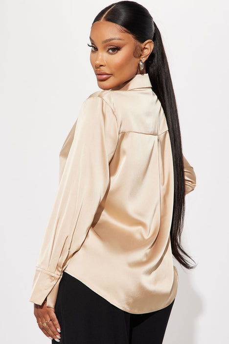 Taupe cheap satin blouse