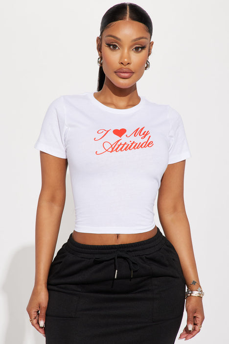 I Love My Attitude Tee White