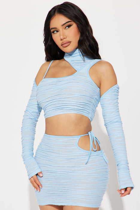 Curious About You Skirt Set Light Blue Fashion Nova Matching