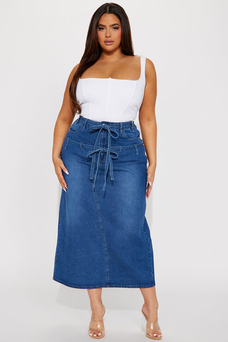Plus size long denim skirts best sale 00
