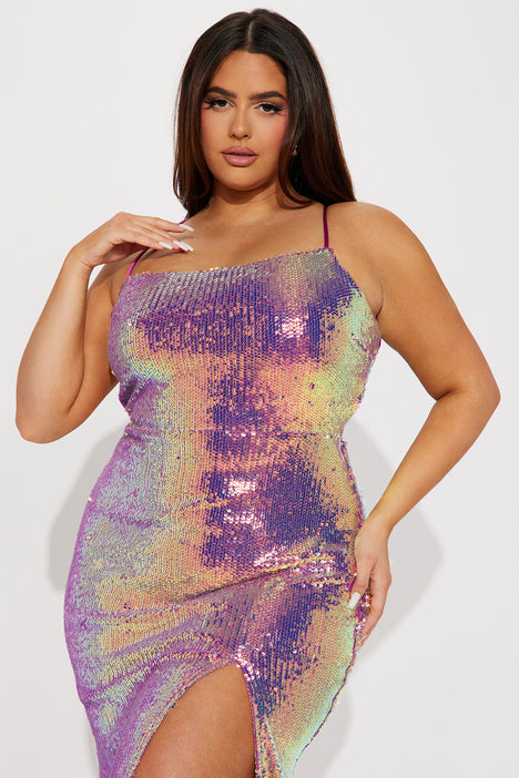Anna Sequin Maxi Dress Raspberry