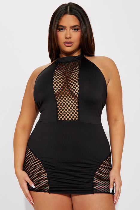 Black top fishnet outfit