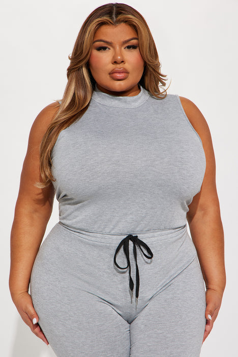 Time To Lounge Jumpsuit - Heather Grey