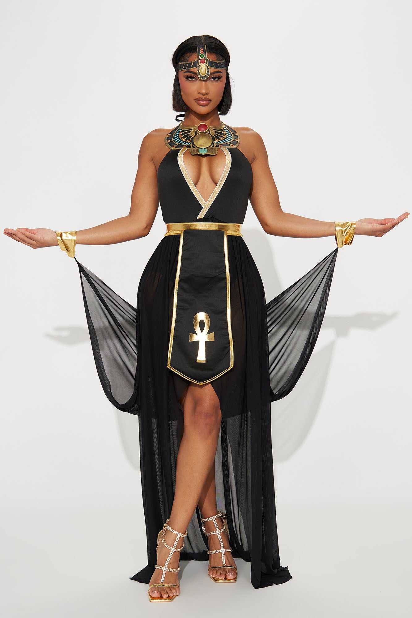 Jewel Of The Nile Egyptian Goddess 3 Piece Costume Set - Black
