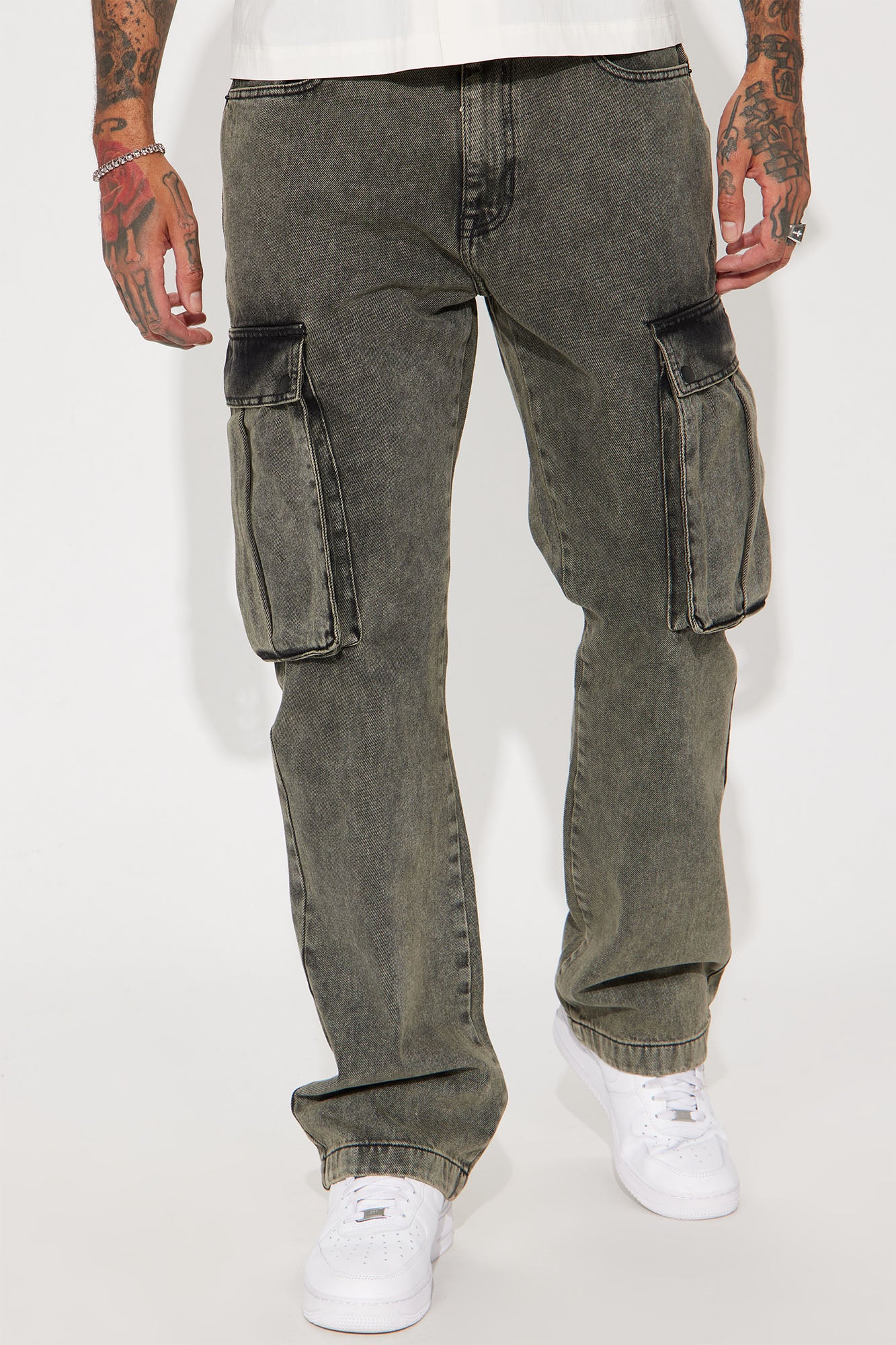 Fashion Nova Men's Full Time Baggy Cargo Jeans