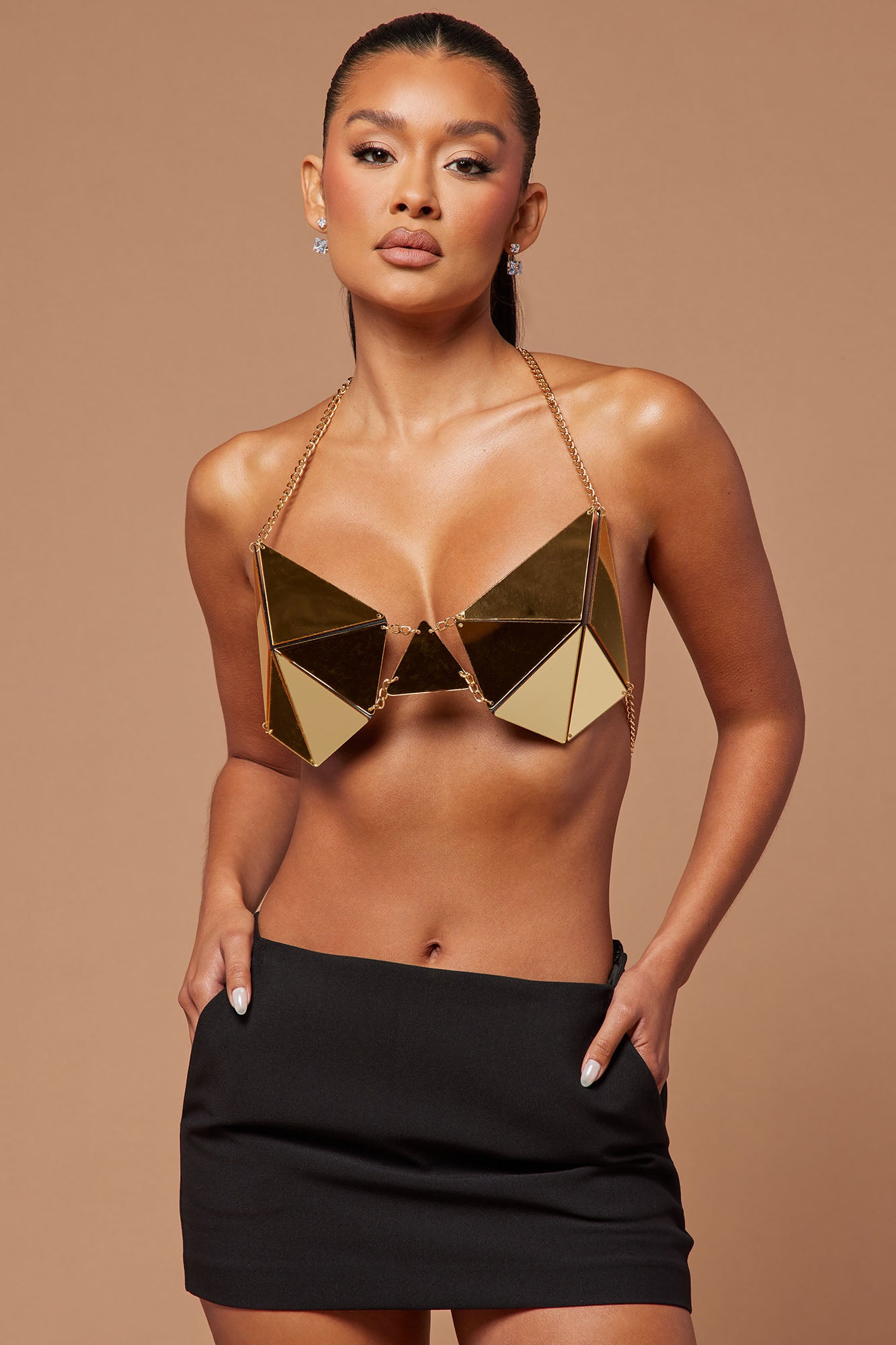 Trista Mirror Bralette - Gold, Fashion Nova, Luxe
