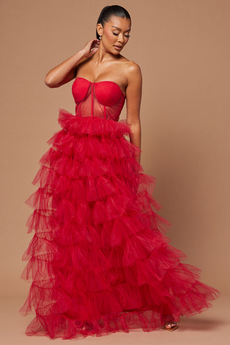 Lidia Tulle Gown Red