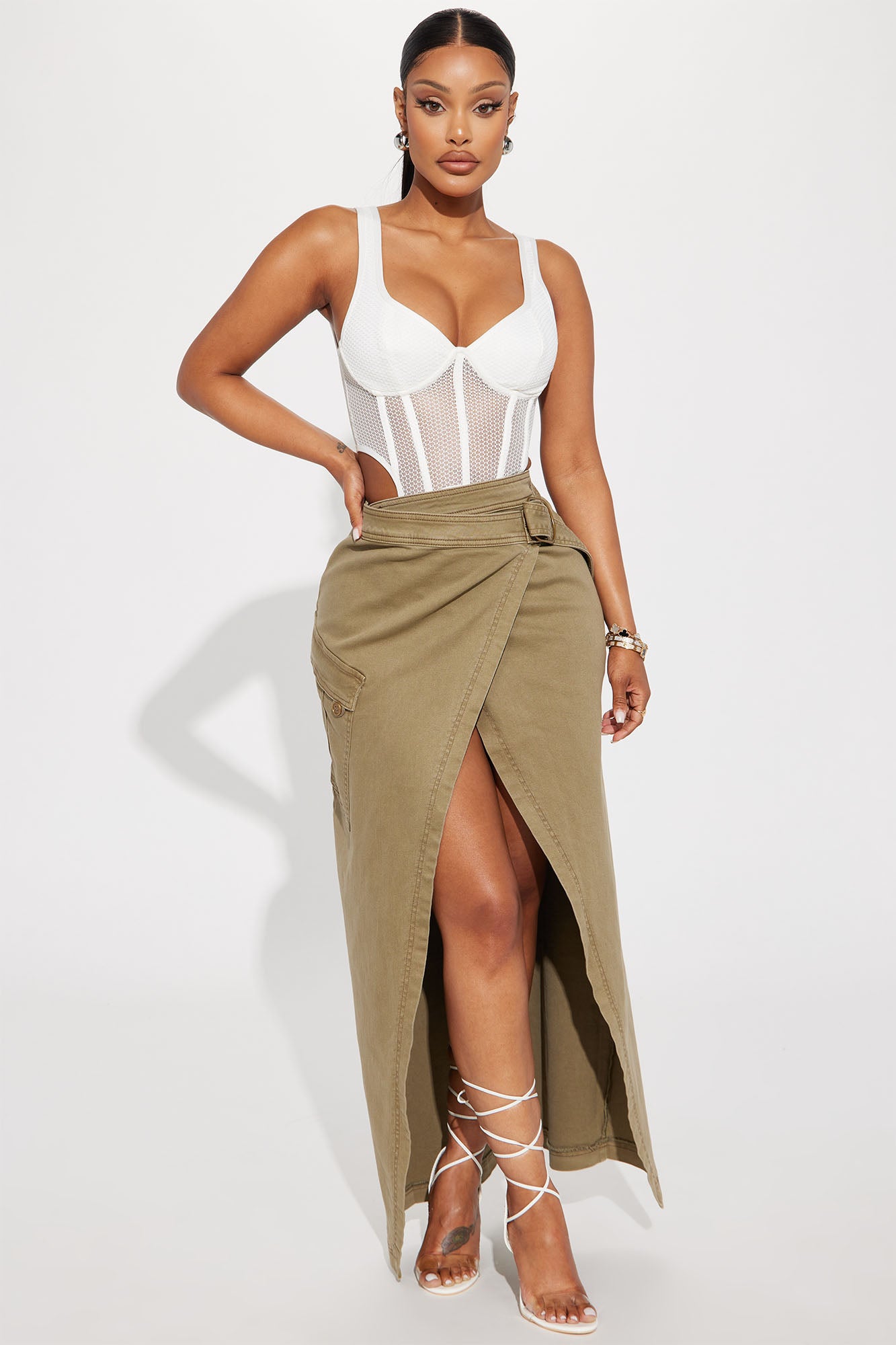 High waisted wrap maxi skirt Clearance