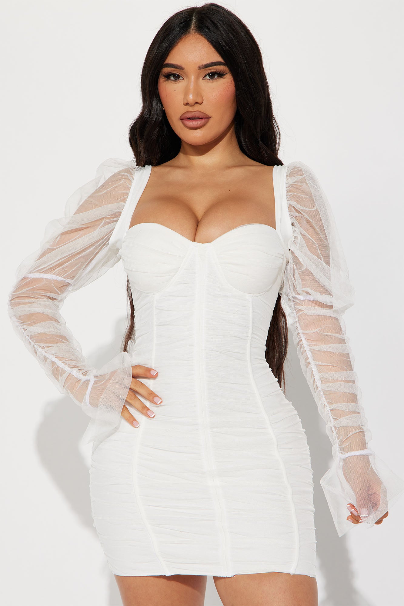 Fashion nova hotsell white mesh dress