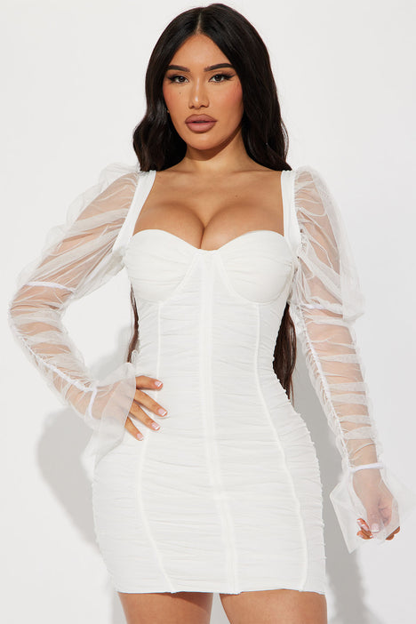 Fashion nova white mesh dress online