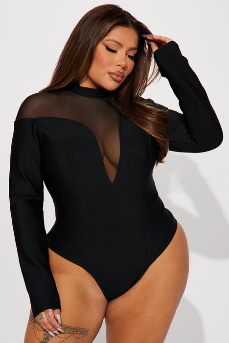 Fashion Nova Size 3X Black Combo No Course Women's Mesh Bodysuit