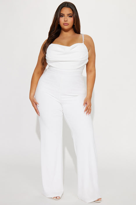 Plus size ivory top pantsuit