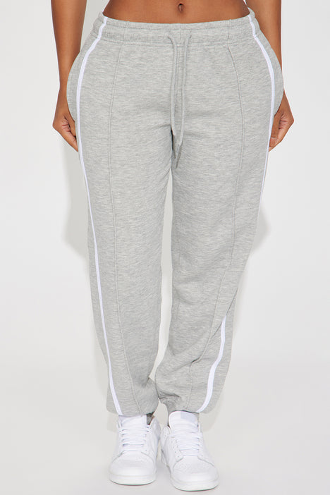 One Stripe Fleece Lounge Jogger - Heather Grey, Fashion Nova, Lounge