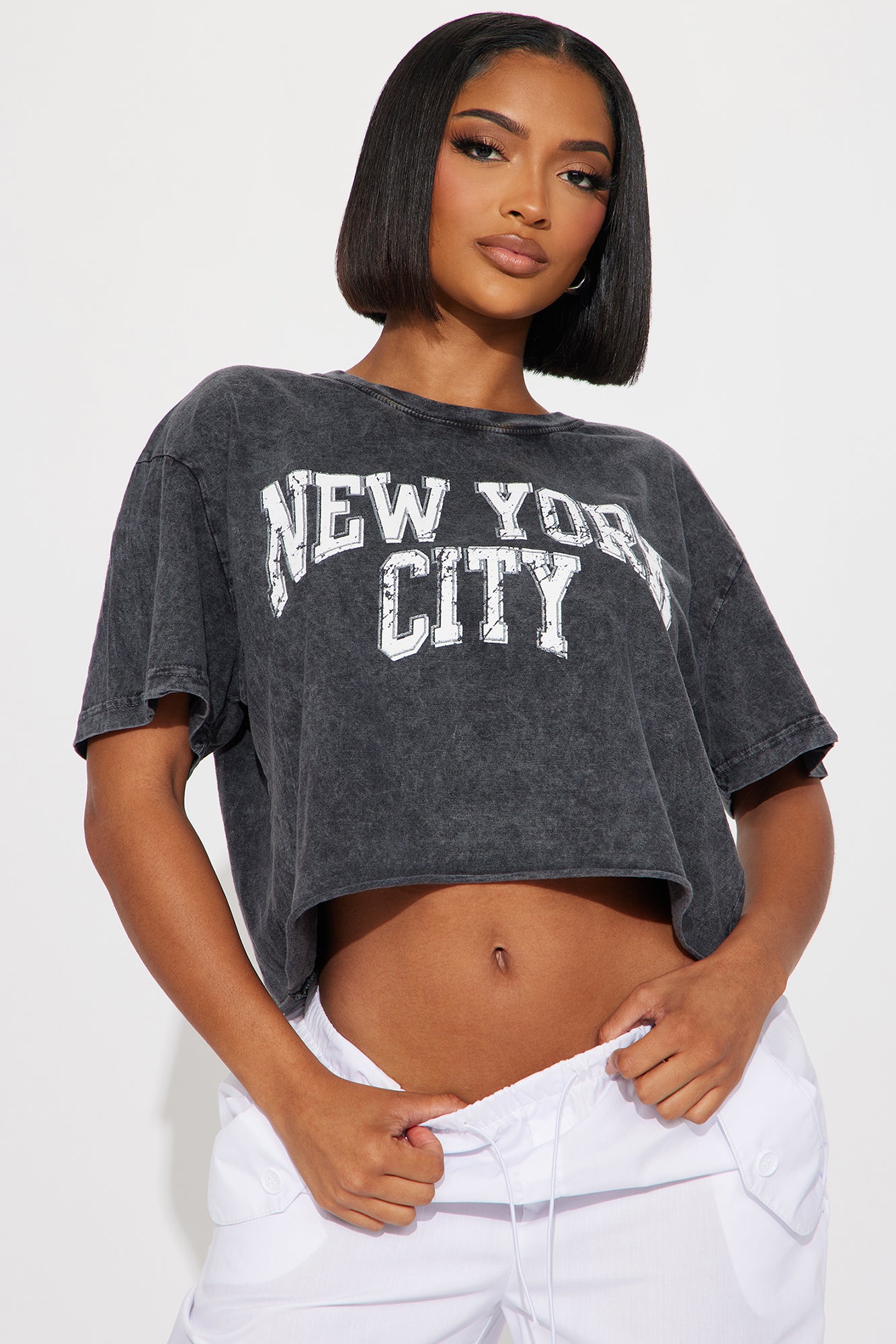 New York City Crop Tee - Black, Fashion Nova, Screens Tops and Bottoms
