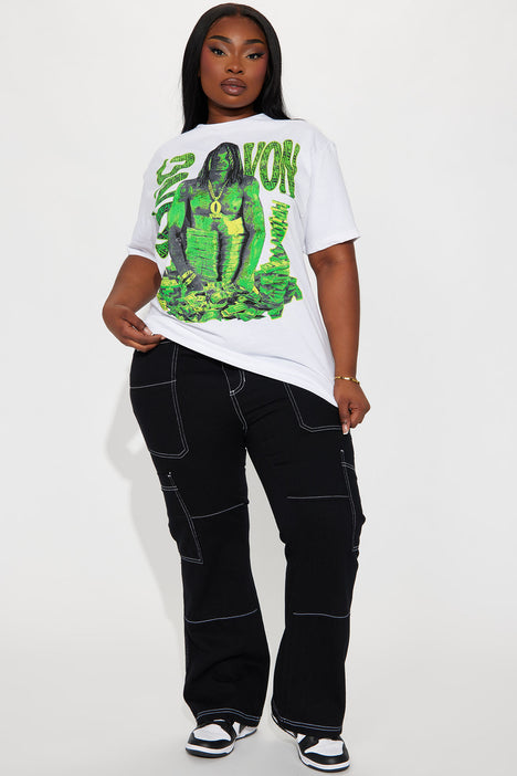 Women's Crazy Story King Von Tee Shirt Print in Black Size XL by Fashion Nova