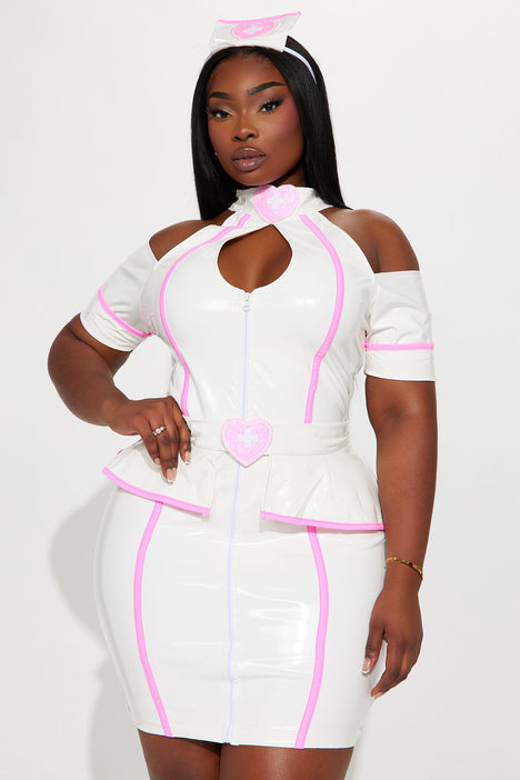 Plus size white nurse dress uniform sale