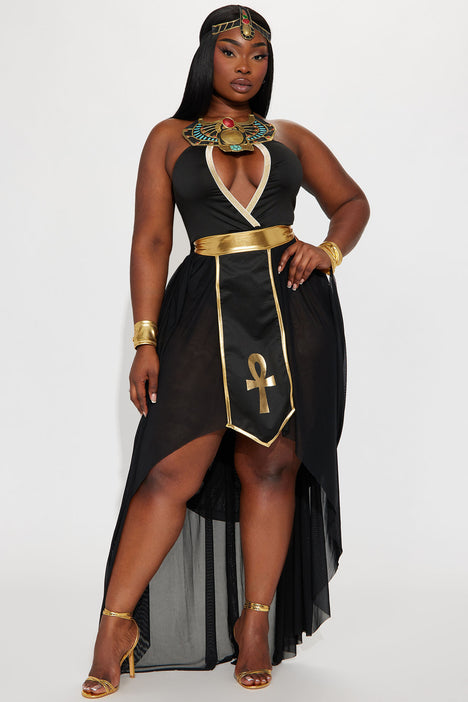 Jewel Of The Nile Egyptian Goddess 3 Piece Costume Set Black Gold