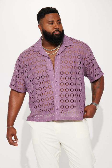 Mens purple cheap short sleeve shirt