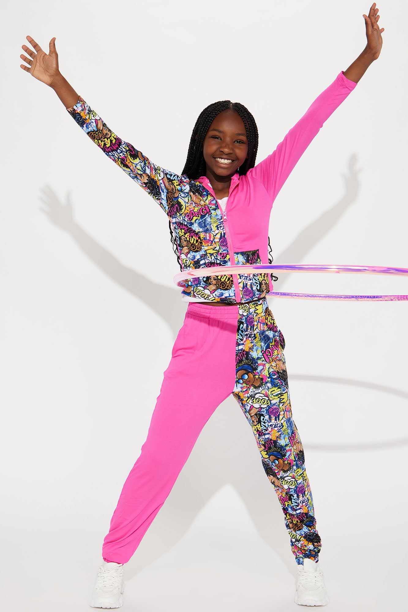 Mini Girl Squad Cozy Knit Jogger Set - Pink/combo