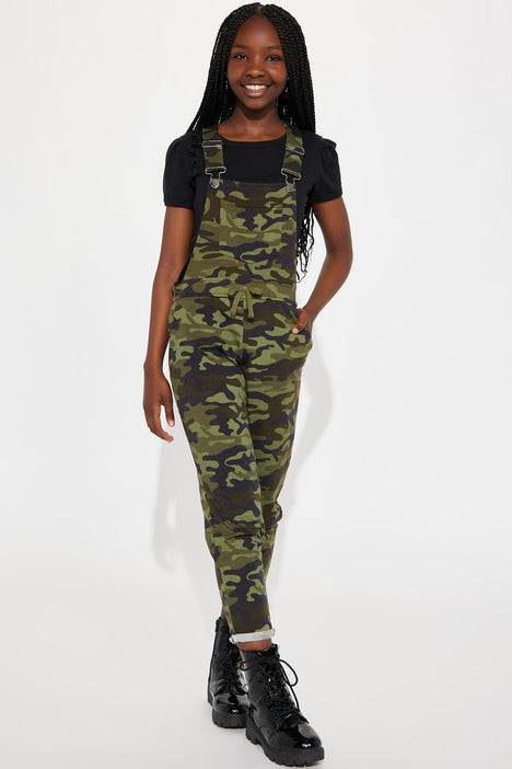 Mini Soldier Girl French Terry Overalls Camouflage