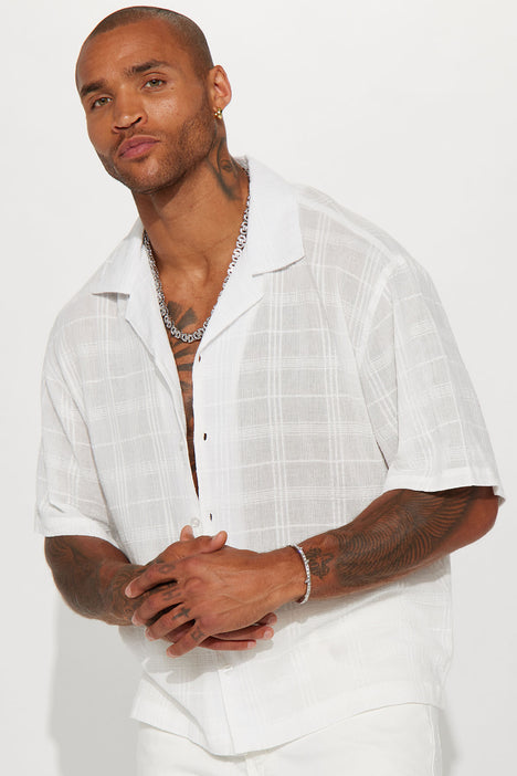 Draw The Line Textured Button Up Shirt White Fashion Nova