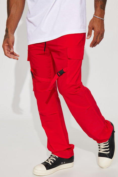 Walk The Talk Nylon Cargo Pants Red