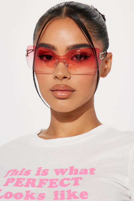 Pink shield sunglasses sales