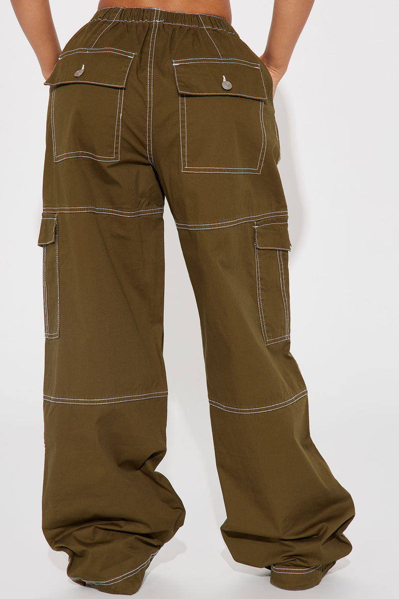 Harlow Solid Cargo Parachute Pant - Olive | Fashion Nova, Pants ...