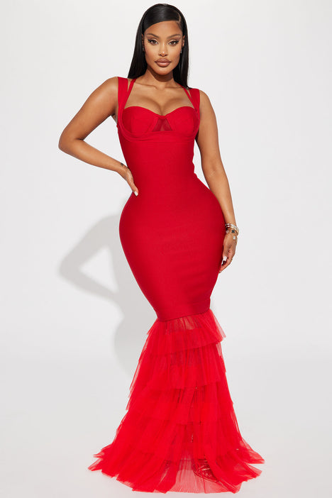 Charline Tulle Bandage Gown Red