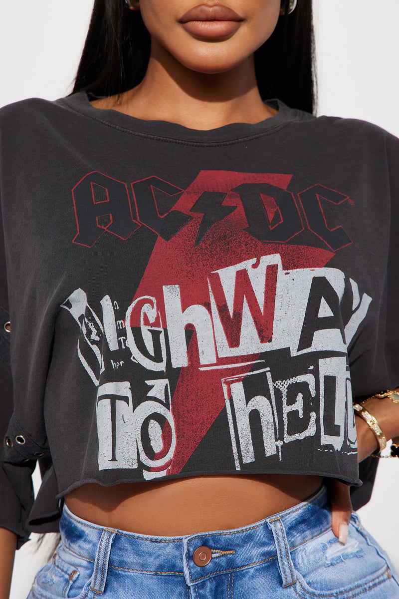 Highway To Hell ACDC Crop Top - Black Wash | Fashion Nova, Screens Tops ...