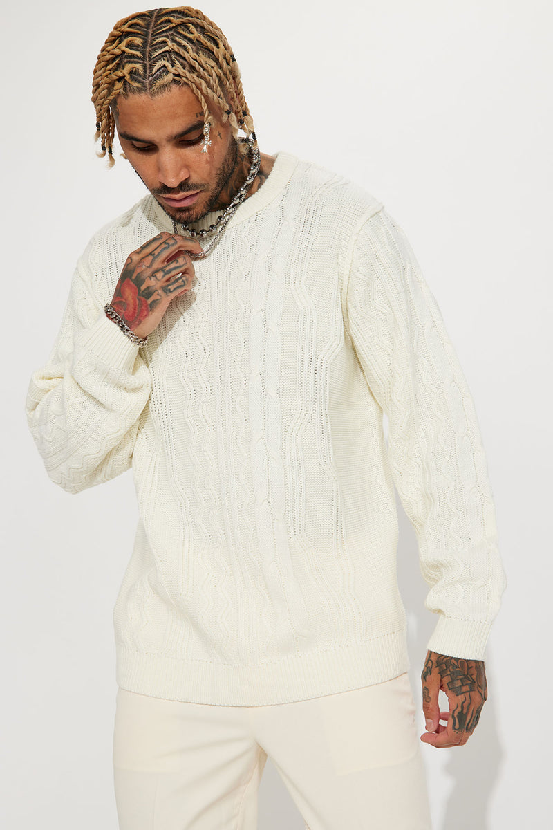 Drew Cable Knit Sweater - White | Fashion Nova, Mens Sweaters | Fashion ...