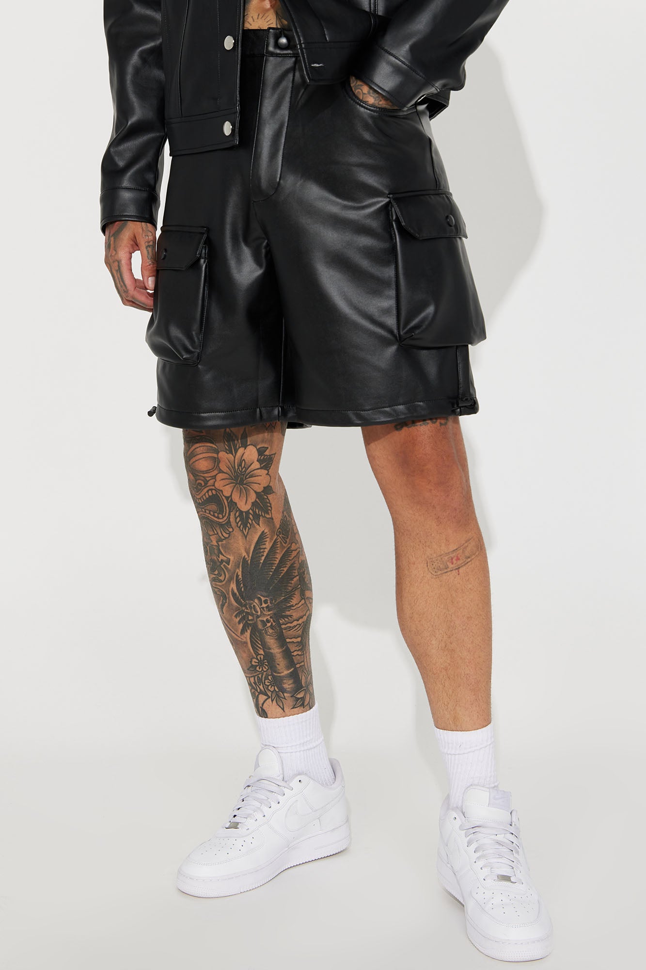 Leather cargo shorts sale