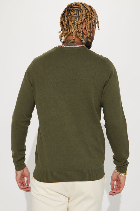 Cozy and Cool Crewneck Sweater Olive Fashion Nova Mens