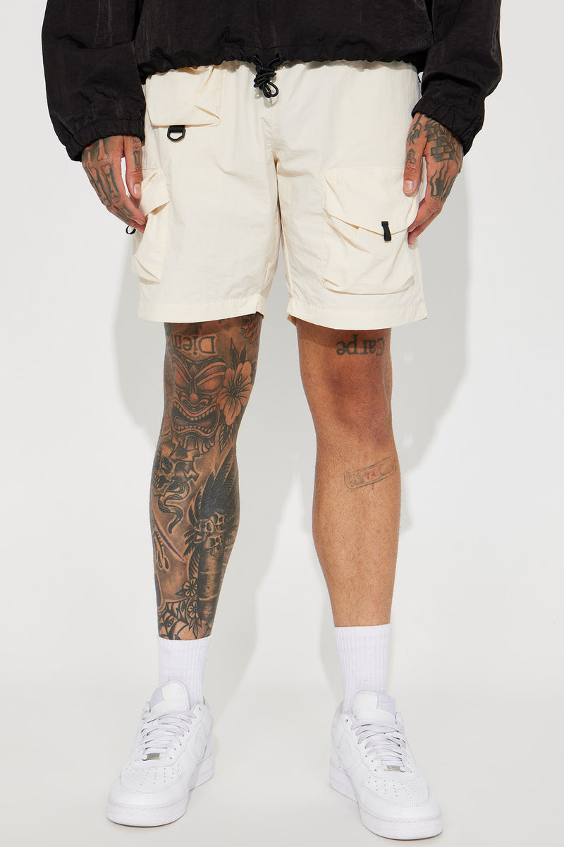 Push The Envelope Relaxed Cargo Shorts Cream Fashion Nova, Mens