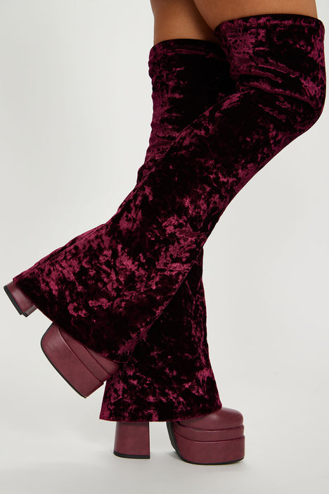 Wine velvet new arrivals boots