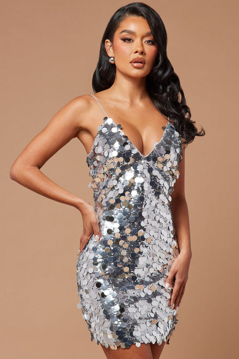 Silver sequin dress fashion nova shop