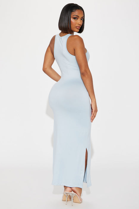 Dusty blue bodycon dress deals