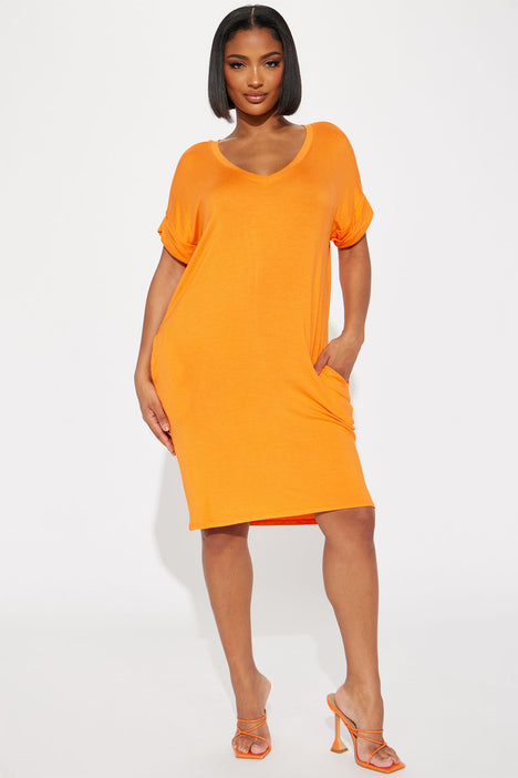 Plus size orange top t shirt dress