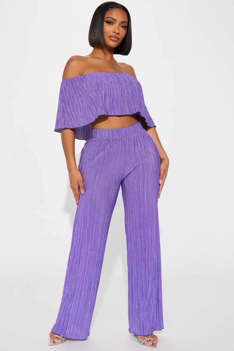 Summer Feeling Plisse Pant Set - Purple | Fashion Nova, Matching Sets ...
