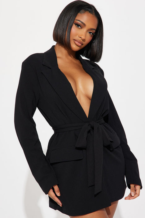 Fashion nova blazer dress black online