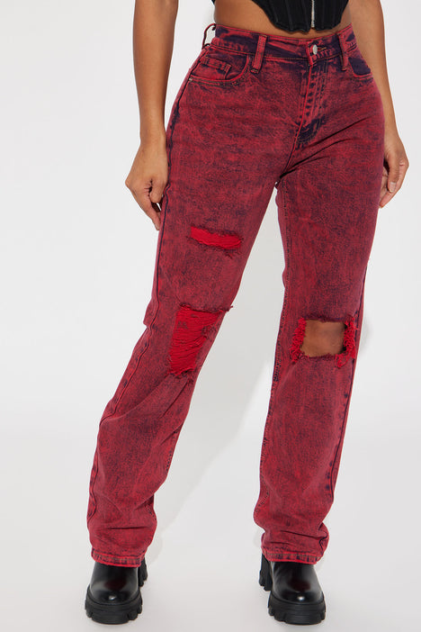 Fashion nova red jeans clearance