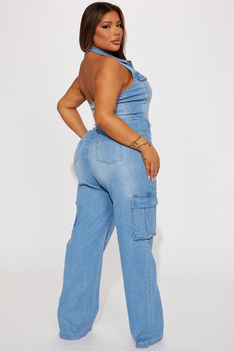 Blue jean shop jumpsuit fashion nova