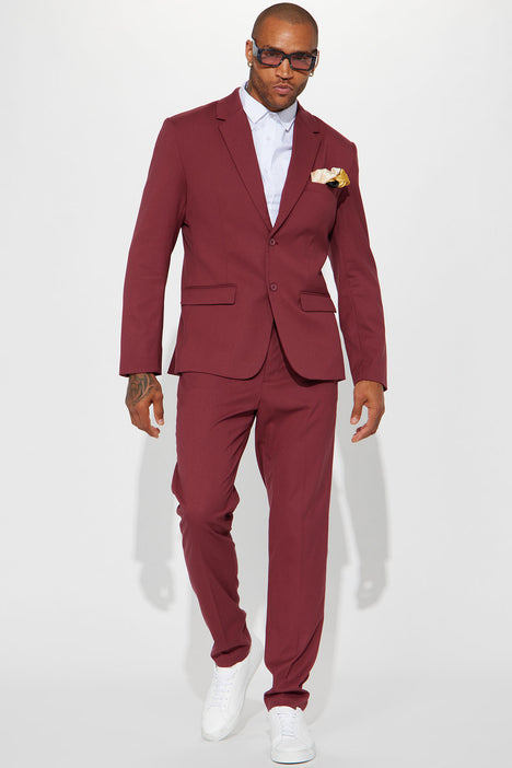 Burgundy suit jacket sale