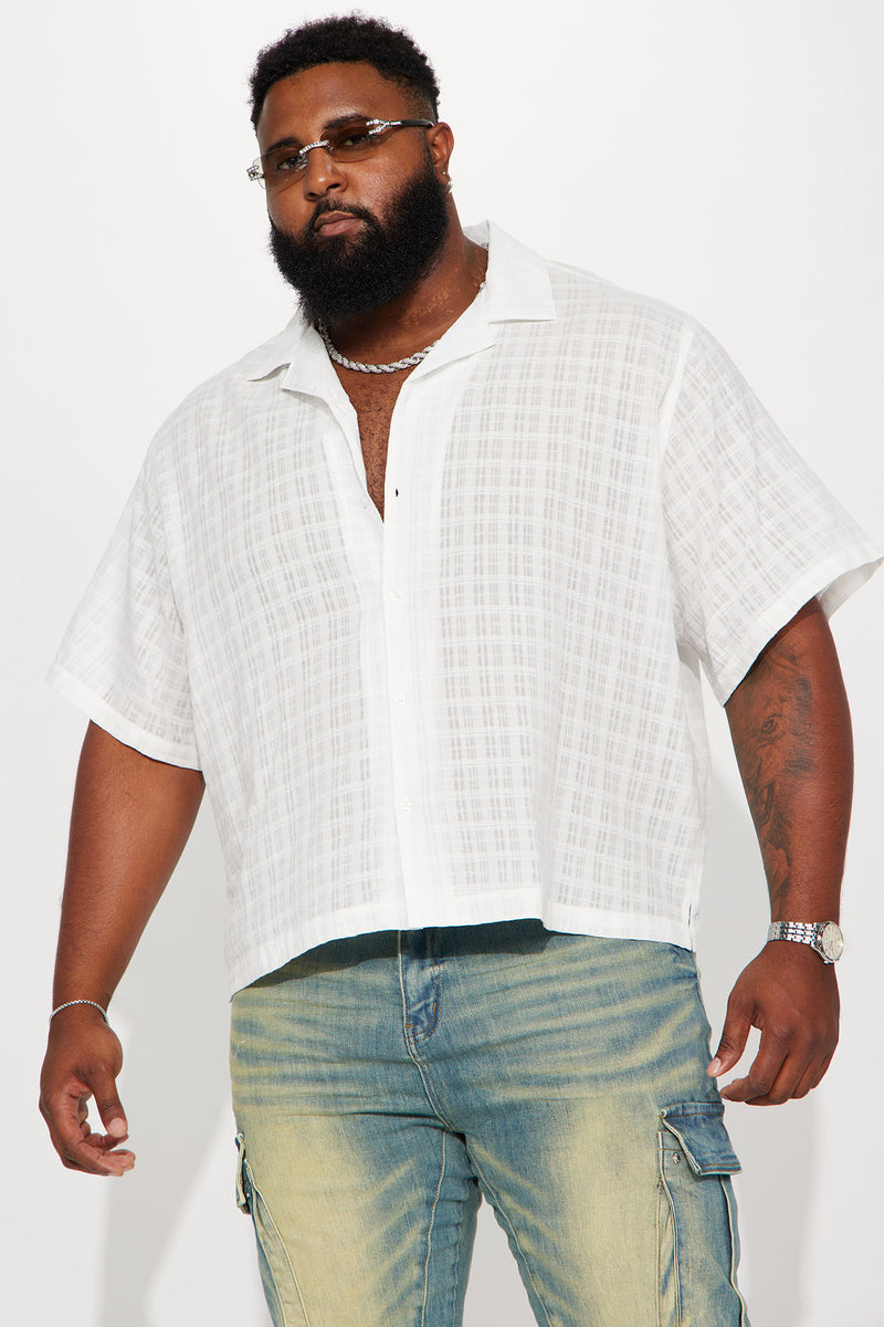 Don't Be Square Textured Button Up Shirt - White | Fashion Nova, Mens ...